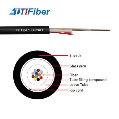 Cable óptico de la fibra al aire libre interior de GJYXFH con la antena unimodal del cordón del rasgón