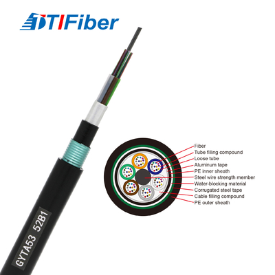 Negro unimodal del cable de fribra óptica GYTA53 para FTTH