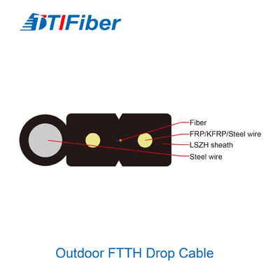 La fibra óptica de Ftth cae el cable 2/4/6/8 interiores al aire libre del solo modo de la base