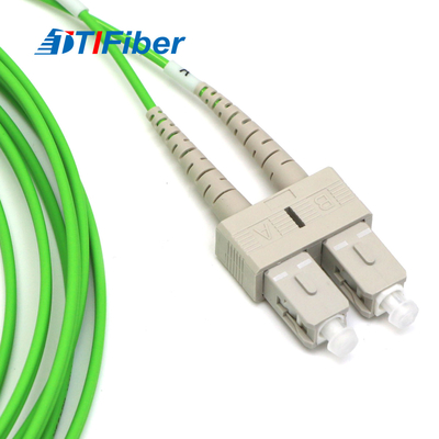Cordón de remiendo externo de la fibra óptica del duplex de la chaqueta verde del Lc-Sc milímetro Dx Om5 con varios modos de funcionamiento