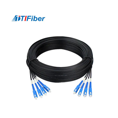 cable de descenso del 100m FTTH con el cordón de remiendo al aire libre de la fibra óptica del conector del SC del LC