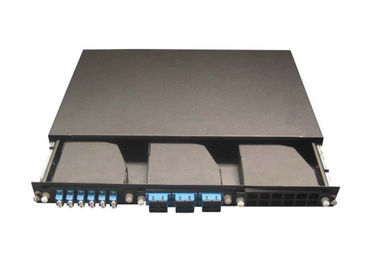 1U 19' el panel de remiendo de fibra montado estante del soporte de estante para los casetes de 3pcs MPO