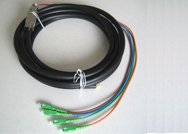 4cores impermeabilizan la coleta con los conectores del SC UPC, cable negro de la fibra óptica