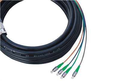 4cores impermeabilizan la coleta con los conectores del SC UPC, cable negro de la fibra óptica