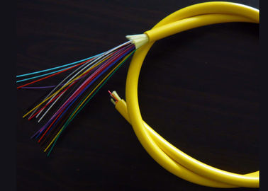 cable óptico de la fibra interior de la distribución de la chaqueta amarilla 12core con el cable de 0.9m m