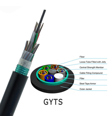 El cable de fribra óptica del solo modo de GYTS subterráneo canaliza entierro directo