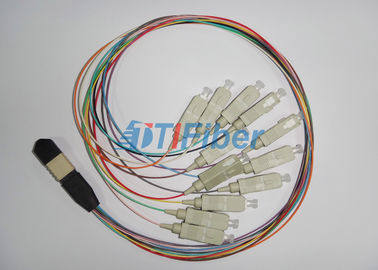 MPO a la fibra del cordón de remiendo de la fibra óptica del SC 12 para los casetes de MPO