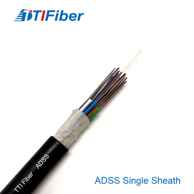 Base óptica aérea 6/12 del cable de la fibra del solo modo de Adss G652d/48/96/144