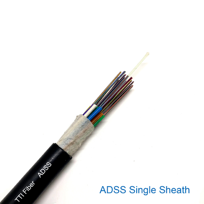 Base óptica aérea 6/12 del cable de la fibra del solo modo de Adss G652d/48/96/144