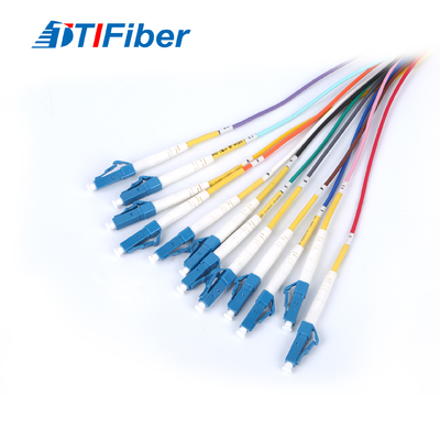 coleta de la fibra óptica de 0.9m m 12core LC SM con el cable de fribra óptica amarillo