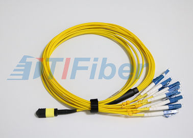 12 unimodales quitan el corazón al cordón de remiendo de la fibra óptica de MPO con el conector del LC/del UPC