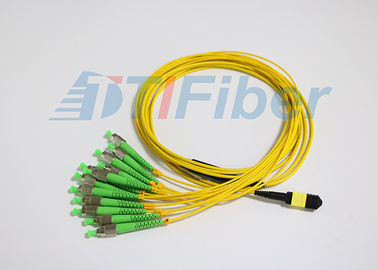 Base MPO del amarillo 12 a los cables del remiendo de la fibra óptica de FC para la red de las telecomunicaciones