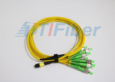Base MPO del amarillo 12 a los cables del remiendo de la fibra óptica de FC para la red de las telecomunicaciones