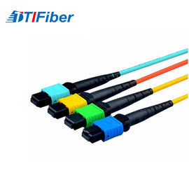La aguamarina del milímetro SM amarillea el cordón de remiendo de la fibra óptica de MPO, puente azulverde de la fibra del milímetro SM