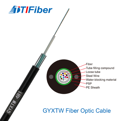 Cable de fibra óptica de 12 núcleos 24 núcleos 48 núcleos SM G652D Diámetro exterior 7,0 mm de alambre de acero PE cable de fibra de cubierta negra