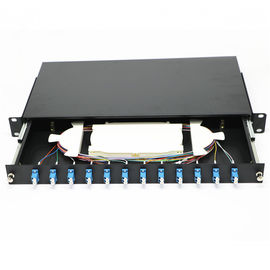 Caja terminal del puerto 12 de estante de la fibra óptica a dos caras del soporte estructura del estándar de 19 pulgadas