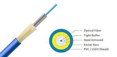 Cable acorazado interior de la red de la fibra óptica, cordón de remiendo de la fibra óptica unimodal