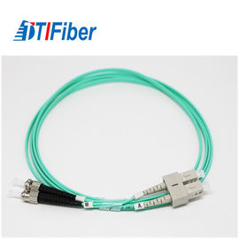 Cordón de remiendo de la fibra óptica OM3 50/125 FC al modo multi a dos caras/a las fibras del SC con aguamarina