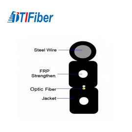 Tipo chaqueta interior G.652 Ftth del arco del negro LSZH del cable de fribra óptica de la base del descenso 4