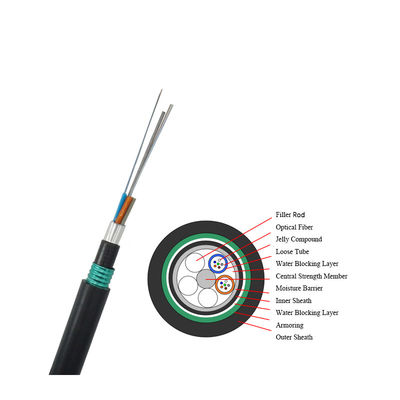 Cable de fribra óptica acorazado enterrado directo GYTA53 de los cables de la base de fibra óptica al aire libre del proveedor 12