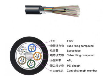 12 cable de fribra óptica de acero de la cinta de la base GYTA para la antena/el conducto, negro