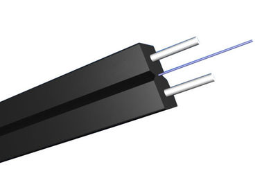 Cable de fribra óptica del descenso del solo modo FTTH con el miembro de fuerza del alambre de acero/FRP
