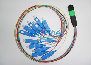 12 cordón de remiendo de la fibra óptica de la base MTP con el cable redondo de la fibra de 3.0m m