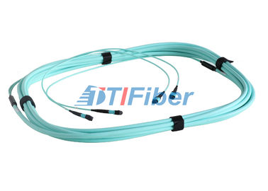 cordón de remiendo de la fibra de 24core OM4 MTP, conector hembra del cable del tronco de MPO
