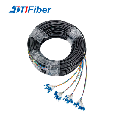 Cordón de remiendo de la coleta de la fibra óptica de la prenda impermeable de la base del LC SM 48 para FTTH FTTX