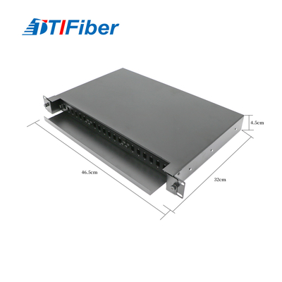 marco de distribución de la fibra óptica 1U, los 24 paneles de remiendo portuarios de la fibra óptica de ODF