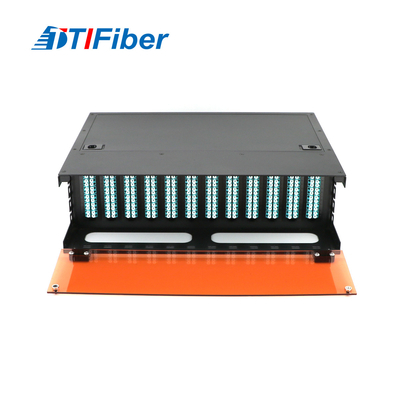 MPO al soporte de estante de la caja de distribución de la fibra óptica de la base del LC 144 3U ODF