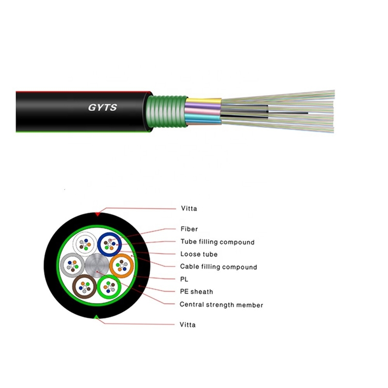 Tubo flojo multi 24 de GYTS 36 48 acorazados aéreos del conducto de cable de fribra óptica de la base