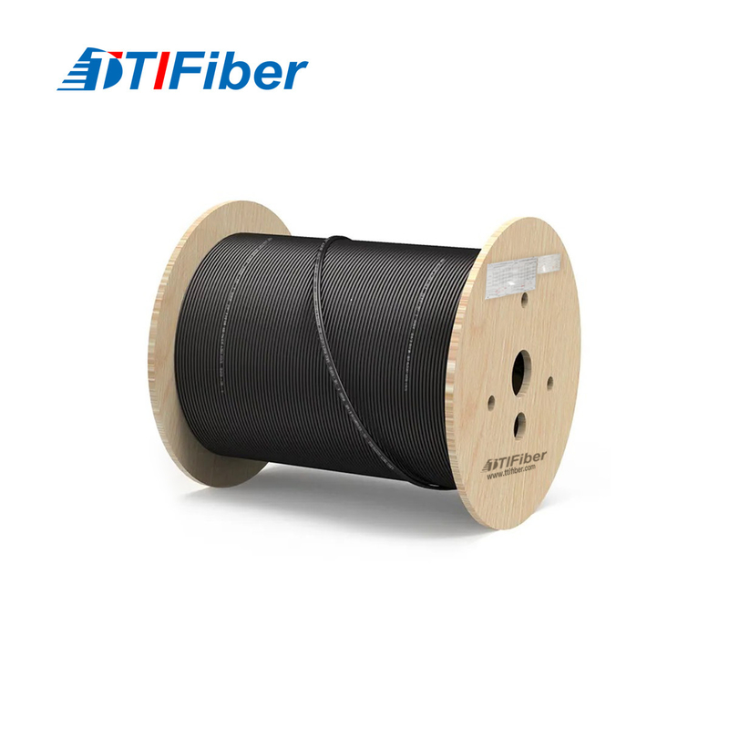 Cable de fibra óptica de 12 núcleos 24 núcleos 48 núcleos SM G652D Diámetro exterior 7,0 mm de alambre de acero PE cable de fibra de cubierta negra