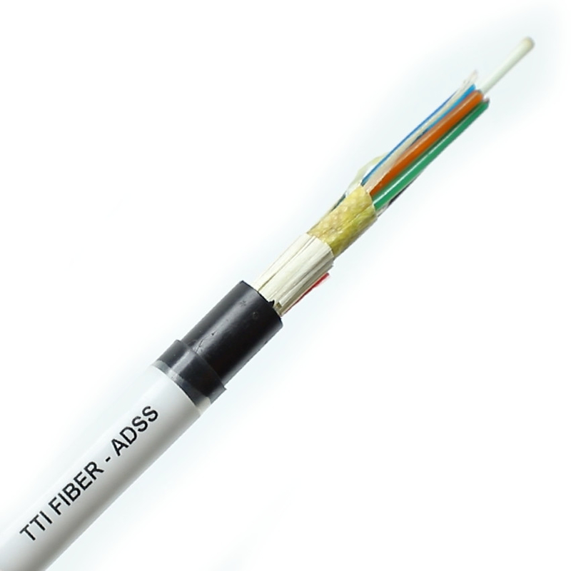 Cable de fibra óptica ADSS para exteriores FTTH FTTX, una sola cubierta, doble cubierta, tramo 8F 12F 24F 48F