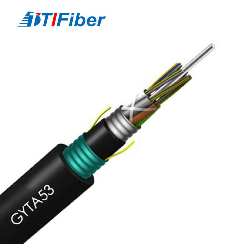 Cable de fribra óptica acorazado enterrado directo GYTA53 de los cables de la base de fibra óptica al aire libre del proveedor 12